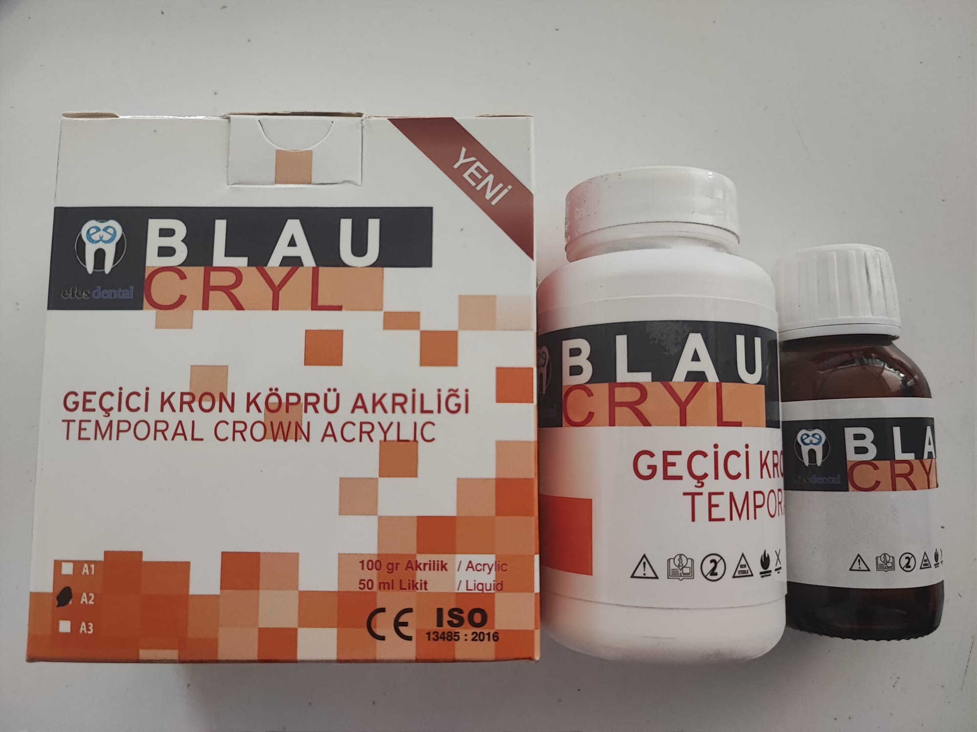 BLAU Geçici Kron Köprü Akril Seti (100 gr.Toz , 50 ml.Likit)