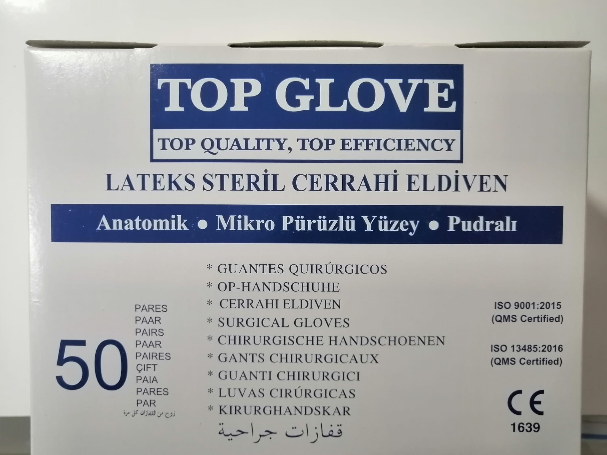 Top Glove Pudralı Steril Lateks Cerrahi Eldiven 50'li-No:7